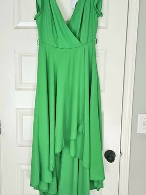 Love Tree Bright Green High-Low Wrap Dress